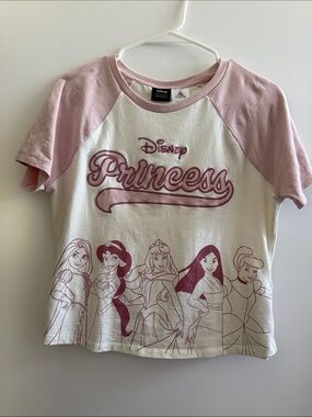 Disney Her Universe Cropped Tee with Light Pink Sleeves and Princess Graphic